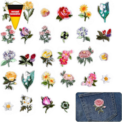 28er blumen aufbügelpatch - blumen,
